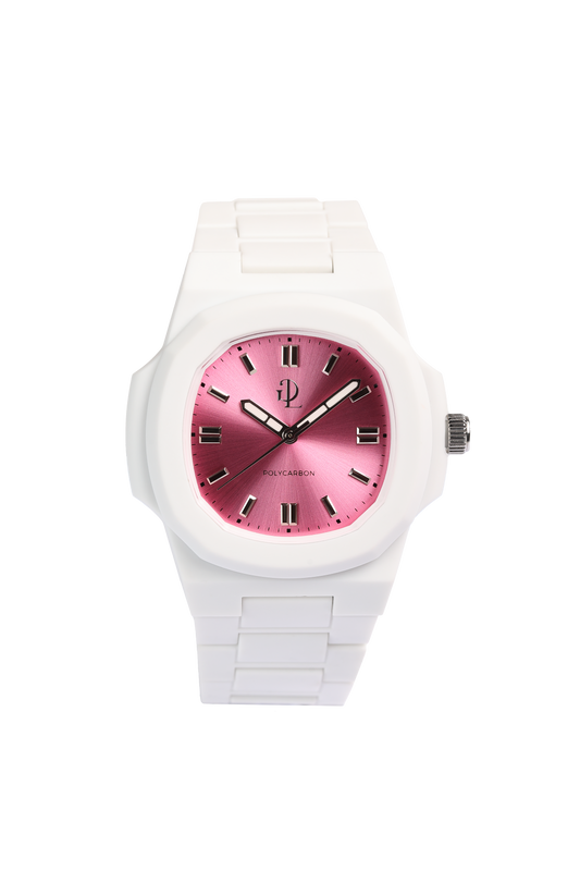 GDL Polycarbon Orologio Bianco Quadrante  Rosa