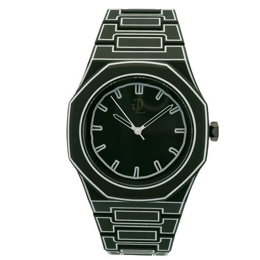 Orologio da polso moderno con cassa ottagonale nera