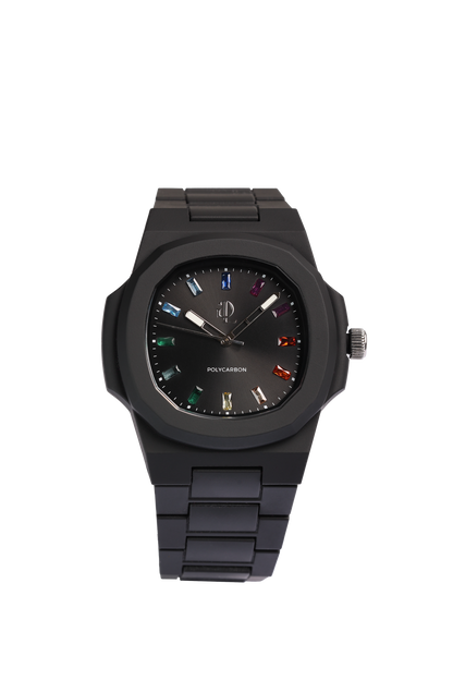 Orologio Indici in Cristallo Arcobaleno Nero