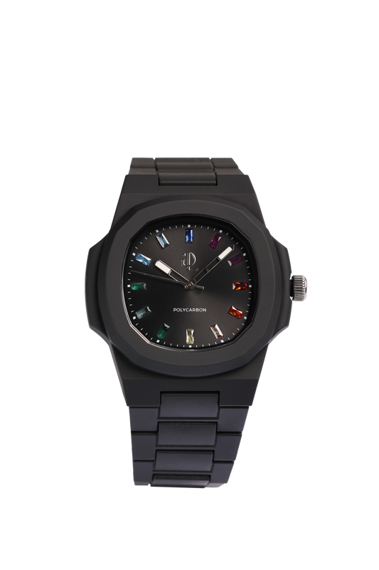 Orologio Indici in Cristallo Arcobaleno Nero