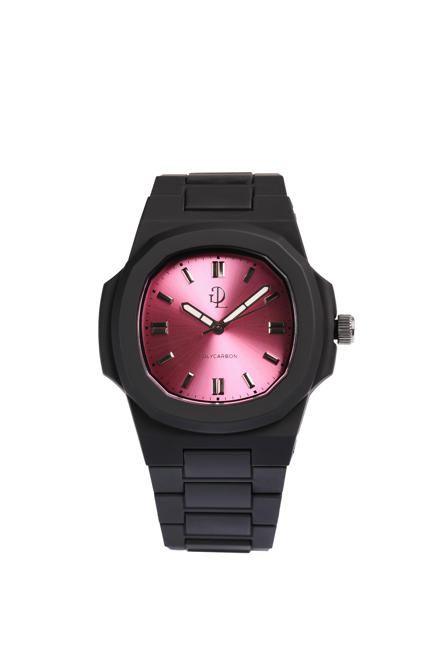 GDL Polycarbon orologio nero quadrante  rosa