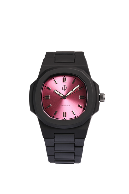 GDL Polycarbon orologio nero quadrante  rosa