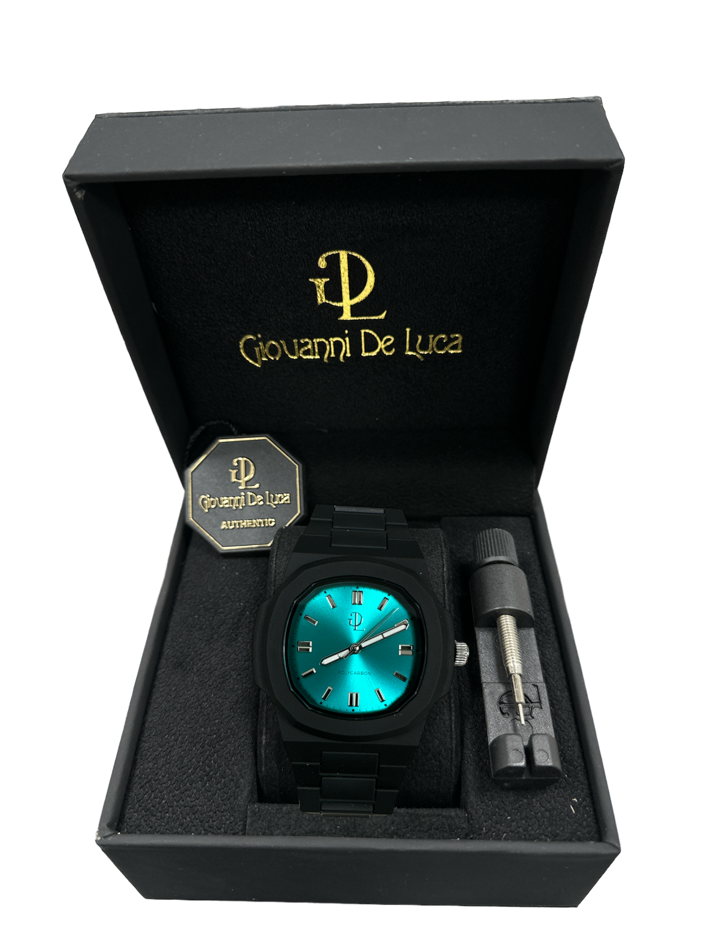 GDL Orologio Quadrante acquamarina : Cassa 40.5mm x 8.8mm, Meccanismo al Quarzo, Impermeabile 5 ATM, Leggero 40g, Finitura Soft Touch, Cinturino Nero, Vetro LumiNova, Quadrante Analogico