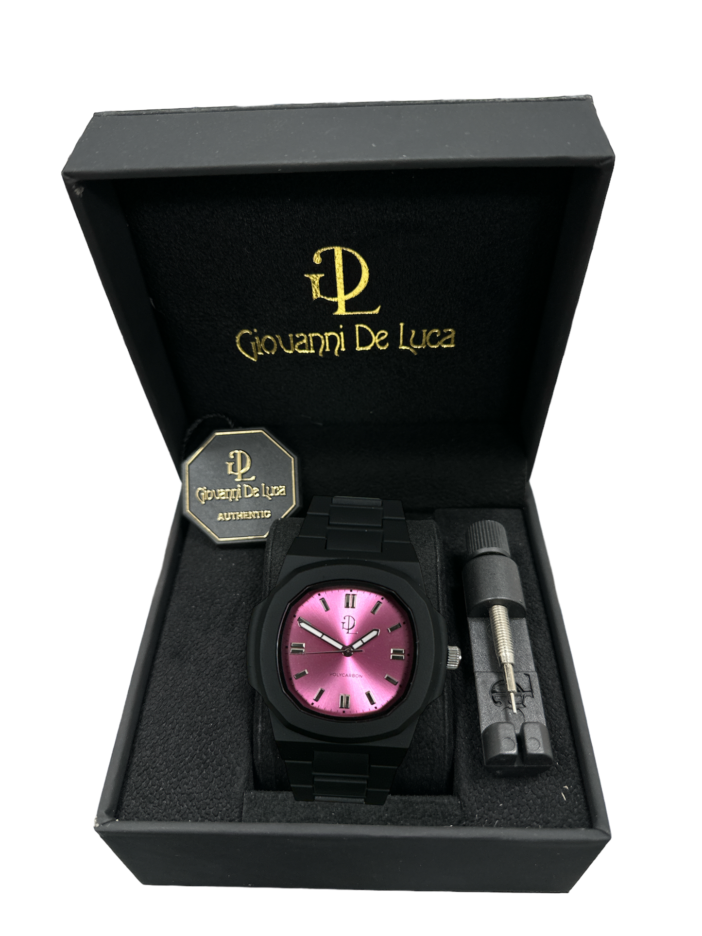 GDL Polycarbon orologio nero quadrante  rosa