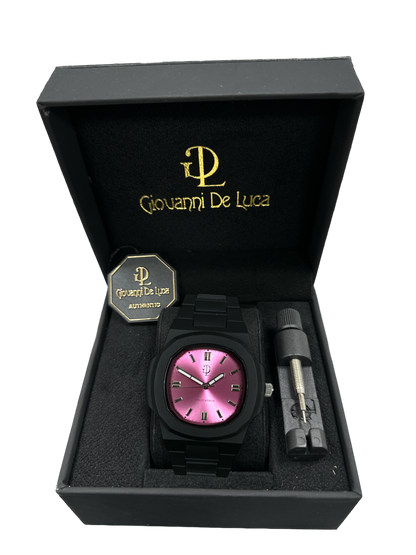 GDL Polycarbon orologio nero quadrante  rosa