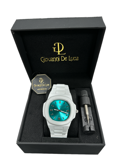 GDL Polycarbon Orologio Bianco Quadrante acquamarina