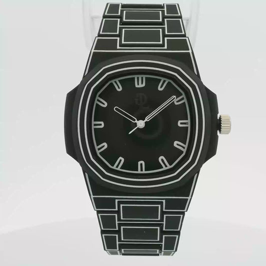 Orologio da polso con design geometrico nero e bianco