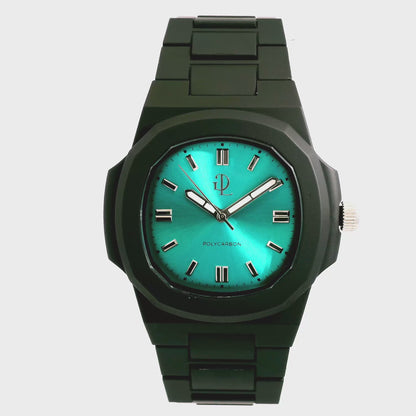GDL Orologio Quadrante acquamarina : Cassa 40.5mm x 8.8mm, Meccanismo al Quarzo, Impermeabile 5 ATM, Leggero 40g, Finitura Soft Touch, Cinturino Nero, Vetro LumiNova, Quadrante Analogico