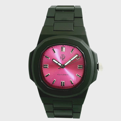 GDL Polycarbon orologio nero quadrante  rosa