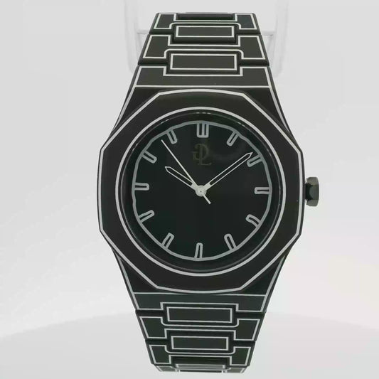 Orologio da polso moderno con cassa ottagonale nera